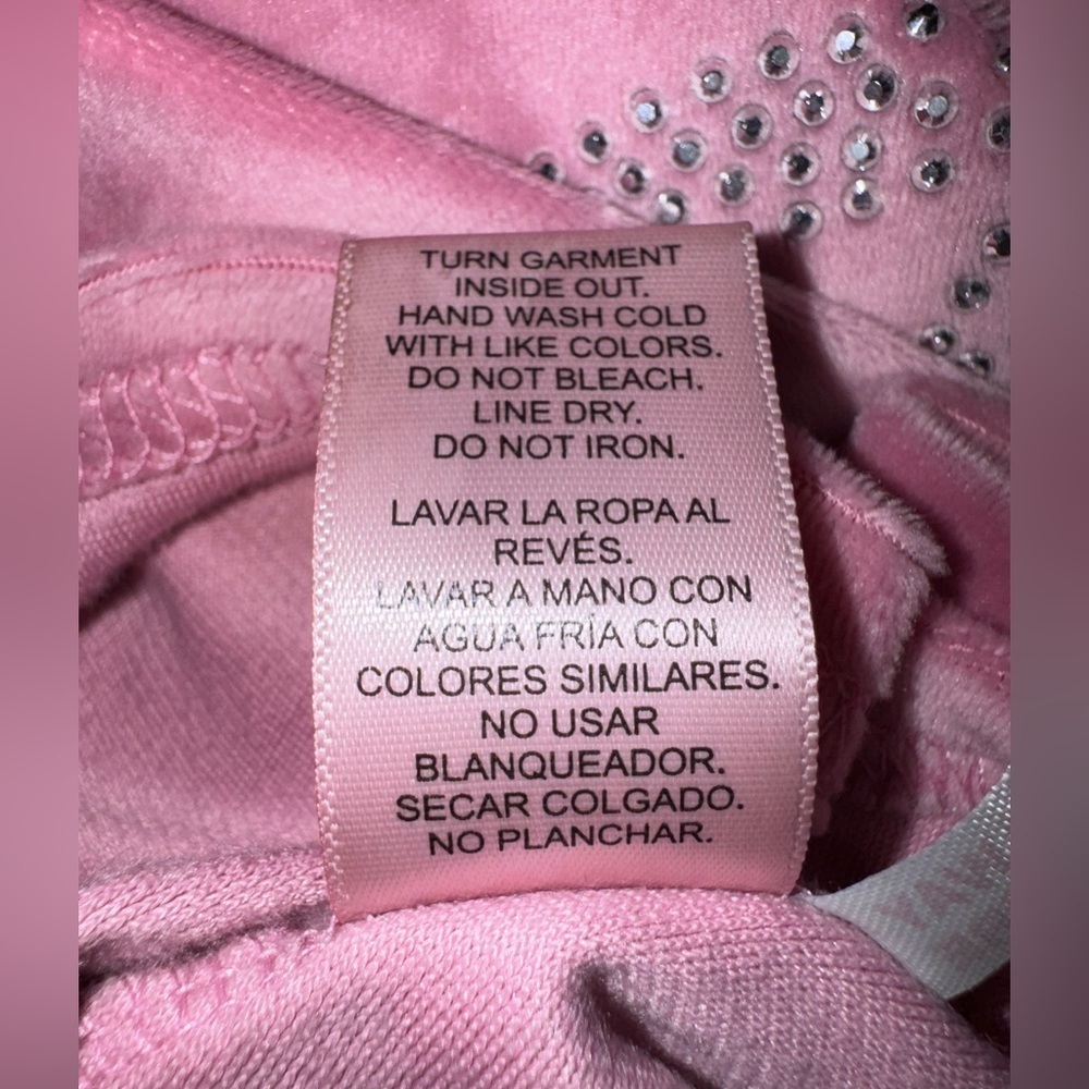 Juicy Couture cropped Pink Hoodie Top with bling design. Size M. GUC - Picture 7 of 9